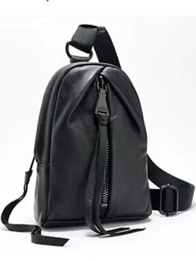 AIMEE KESTENBERG Leather Black " Tamitha " Sling Bag Backpack & Crossbody Bag